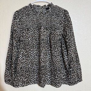 J.Crew Smocked Chest Button-Back Top Size Medium